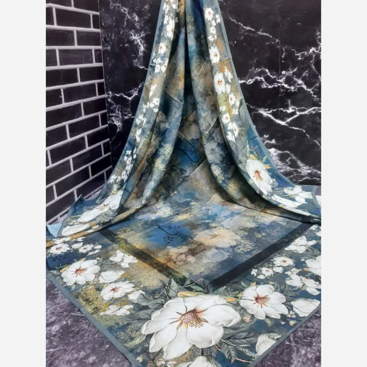 روسری نخی طرح پتینه دور گل سه بعدی
