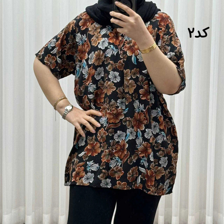 تیشرت نخی فری سایز زنانه مصی کد 1394 تن خور راحت چهارفصل