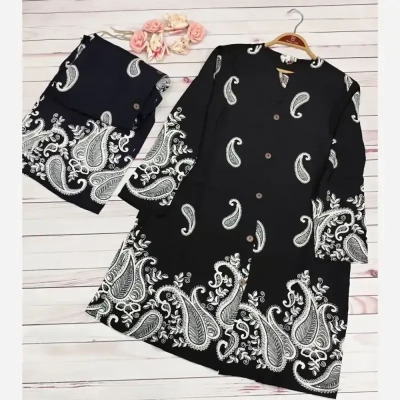 مانتو نخی جلو دکمه زنانه فری سایز تا 48