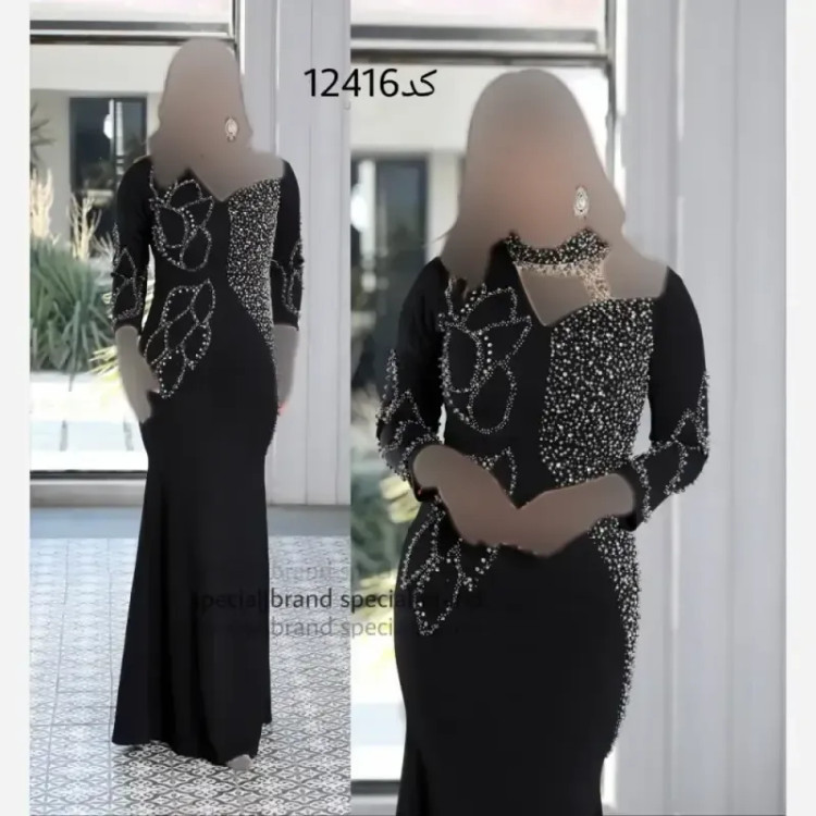 ماکسی مجلسی زنانه جنس غواصی و فلوک شاین کره ای کمربند دار