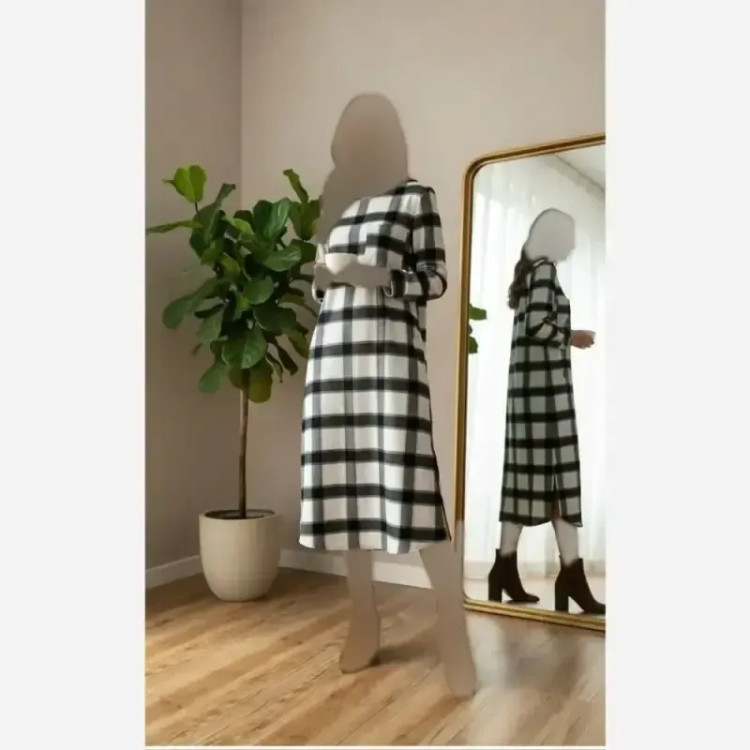 کفتان چهارخونه پشمی درجه یک فری سایز زنانه