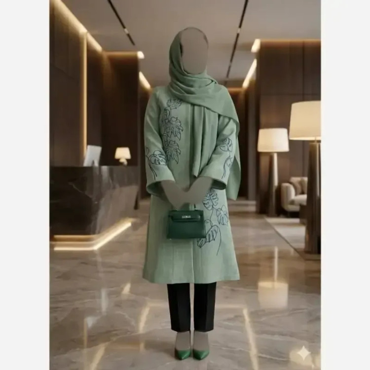 مانتو نیاز گلدوزی شده جنس شانتون اسلپ درجه یک مناسب تمام فصل ها