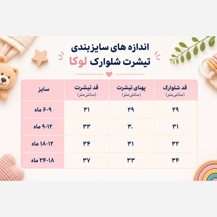 ست تیشرت و شلوارک نوزادی لوکا طرح سنجاب نخ پنبه پلی استر 6 ماه تا 2 سال